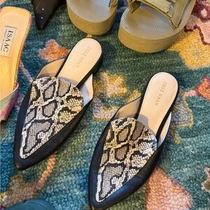 Cole Haan Women's Black and White Snake Print Mules
